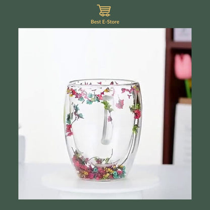 🌼 Floral Fusion: Doppelwandige Glasbecher