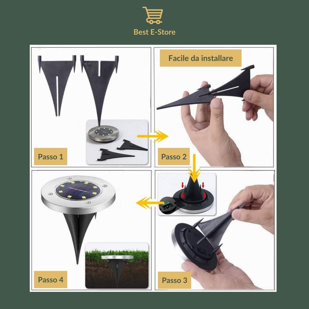 Nuove luci solari impermeabili da giardino