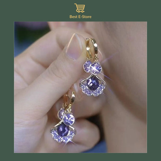 Purple Elegance: Geometric Leaf Earrings for Women 🌟