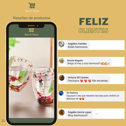🌼Floral Fusion: Vasos Vidrio Doble Pared