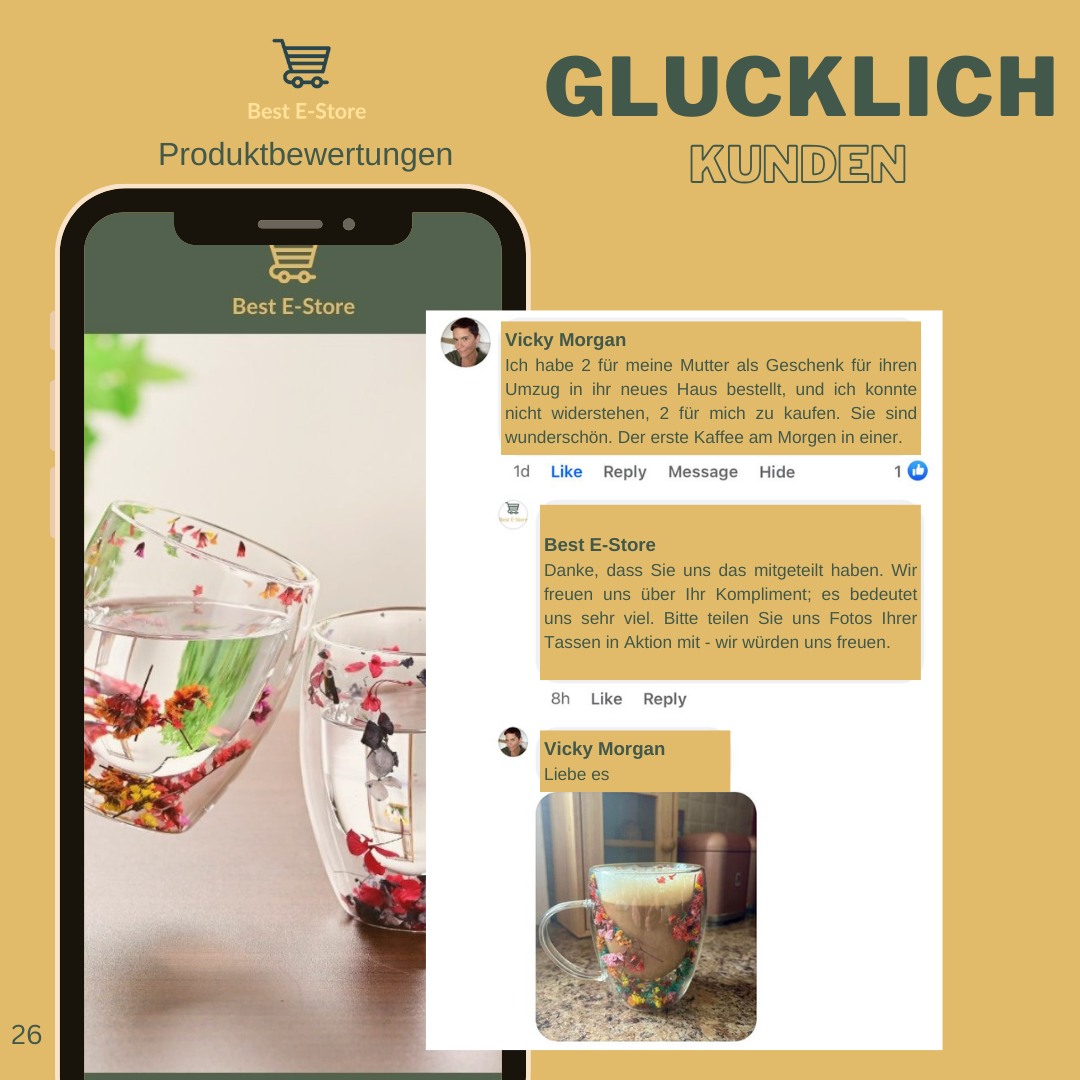 🌼 Floral Fusion: Doppelwandige Glasbecher