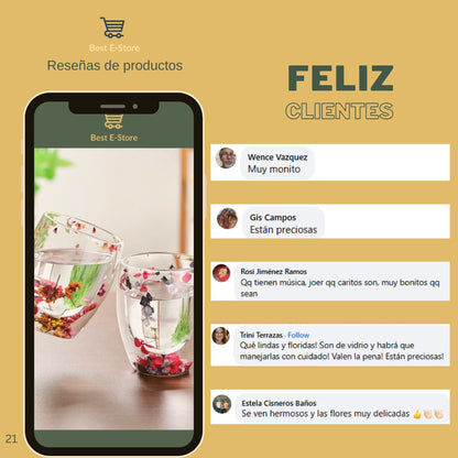 🌼Floral Fusion: Vasos Vidrio Doble Pared