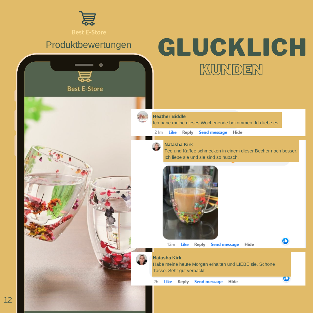 🌼 Floral Fusion: Doppelwandige Glasbecher