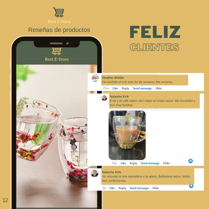 🌼Floral Fusion: Vasos Vidrio Doble Pared