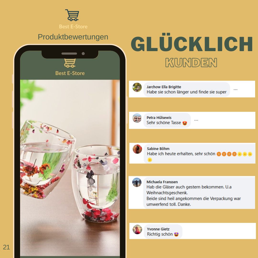 🌼 Floral Fusion: Doppelwandige Glasbecher