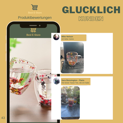 🌼 Floral Fusion: Doppelwandige Glasbecher