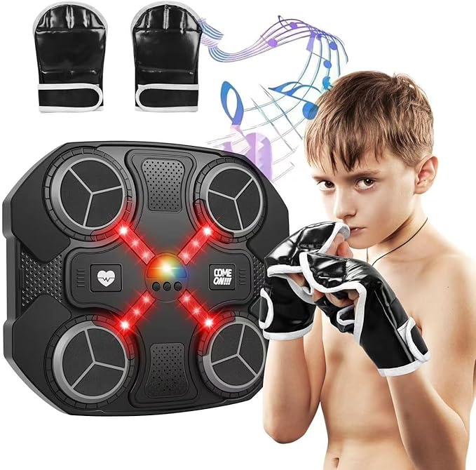 Music Boxing Machine Sport Toys for Kids,Wall Mounted Bluetooth Smart Punching Target Toys,Training Pad Toy with Boxing Glove,Ideas Toys for Boys Girls Kids 3 4 5 6 7 8 9 10 11 12+ Years Old