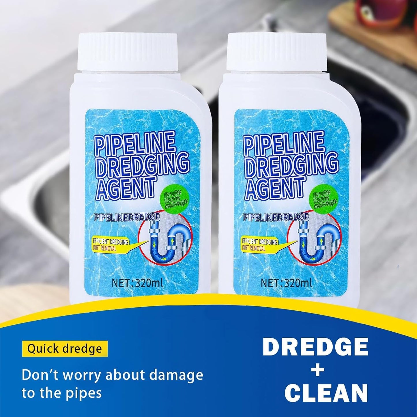 Pipeline Dredging Agent, Powerful Quick Cleaning Drain Toilet Cleaner Tool, Unclog Toilet Clog And Kitchen Sink Pipe Unblocker Powder