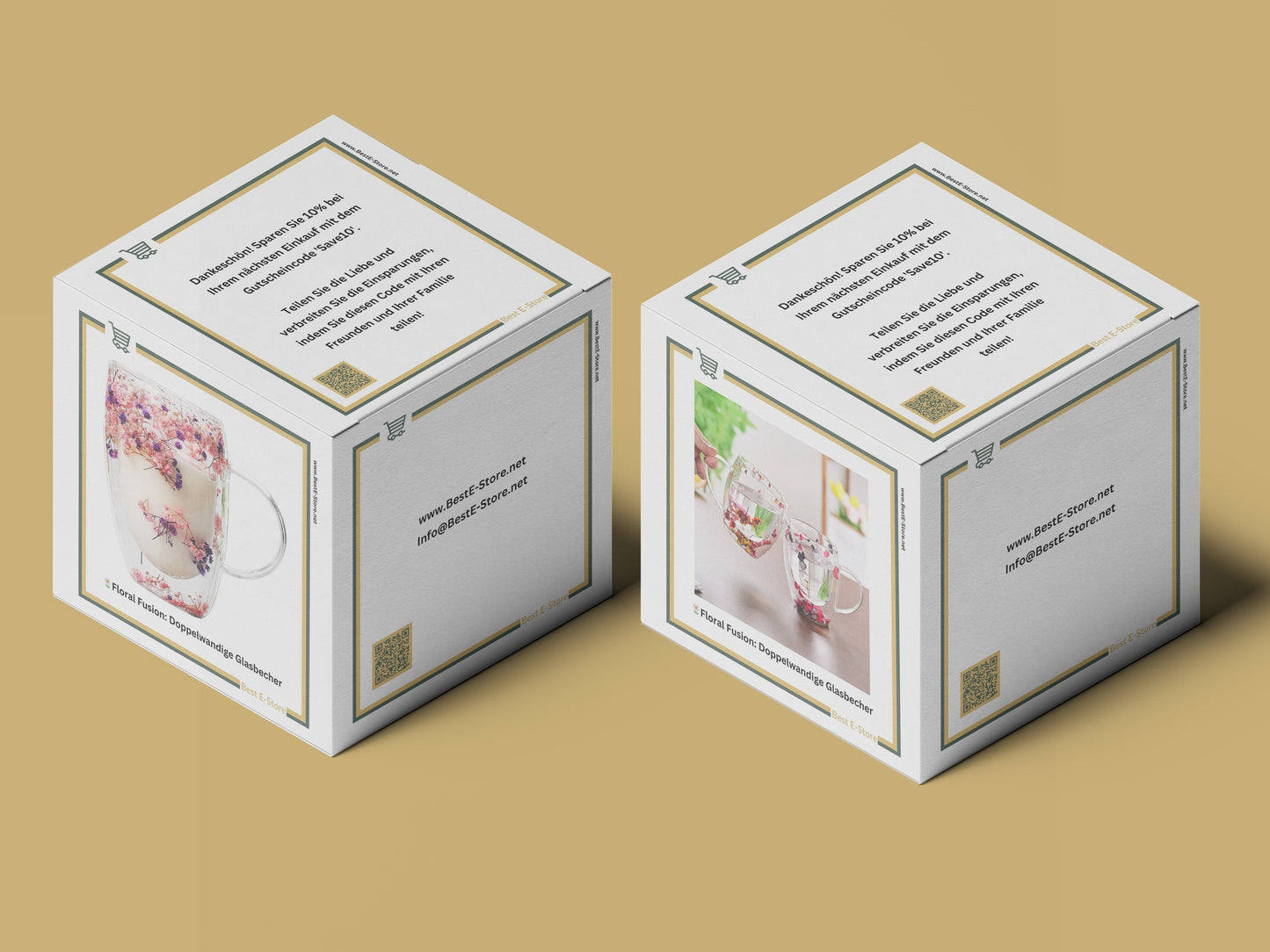 🌼 Floral Fusion: Doppelwandige Glasbecher