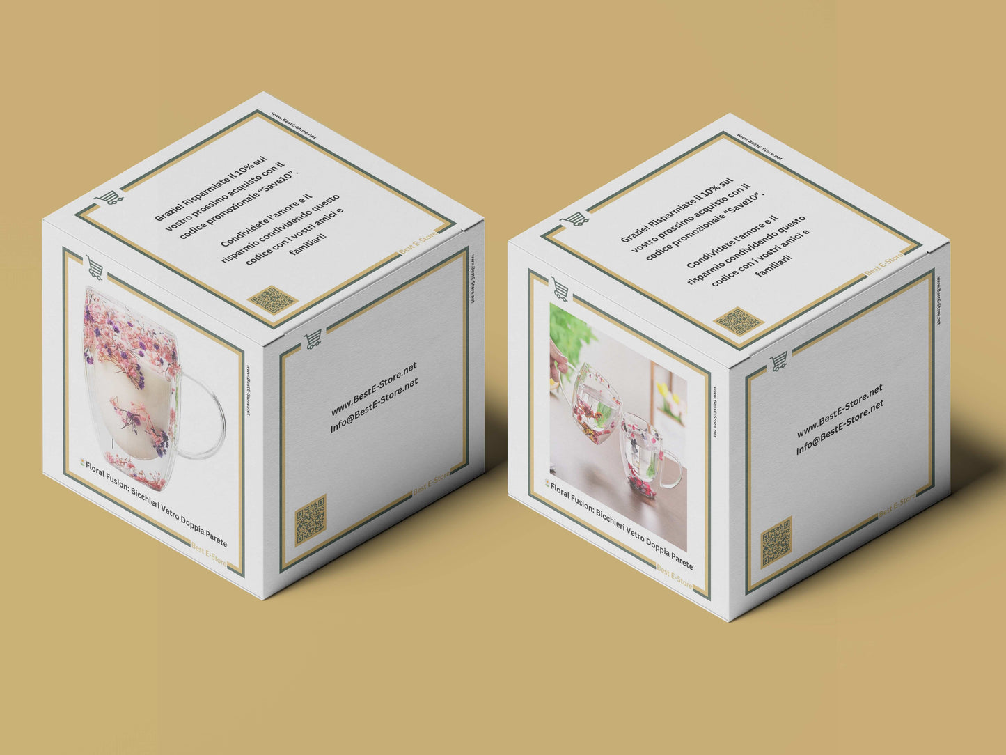 🌼Floral Fusion: Bicchieri Vetro Doppia Parete