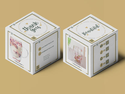 🌼 Floral Fusion: Szklane Kubki Podwójnymi Sciankami