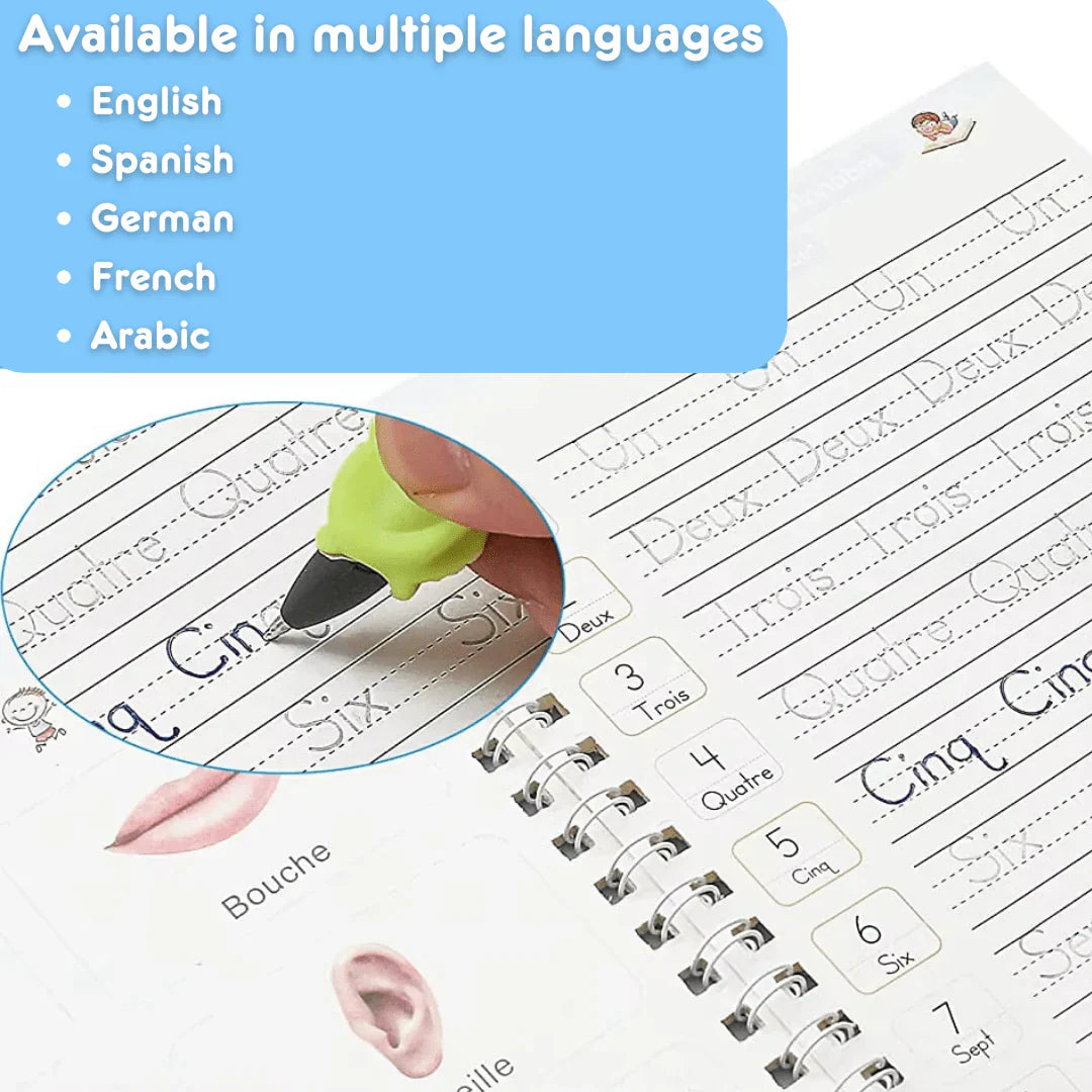 Magic Writing Book- Reusable Handwriting Practice with Disappearing Ink 4pc Set